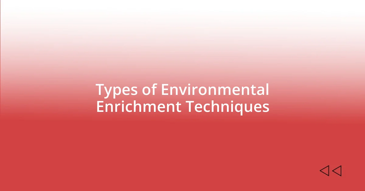 Types of Environmental Enrichment Techniques