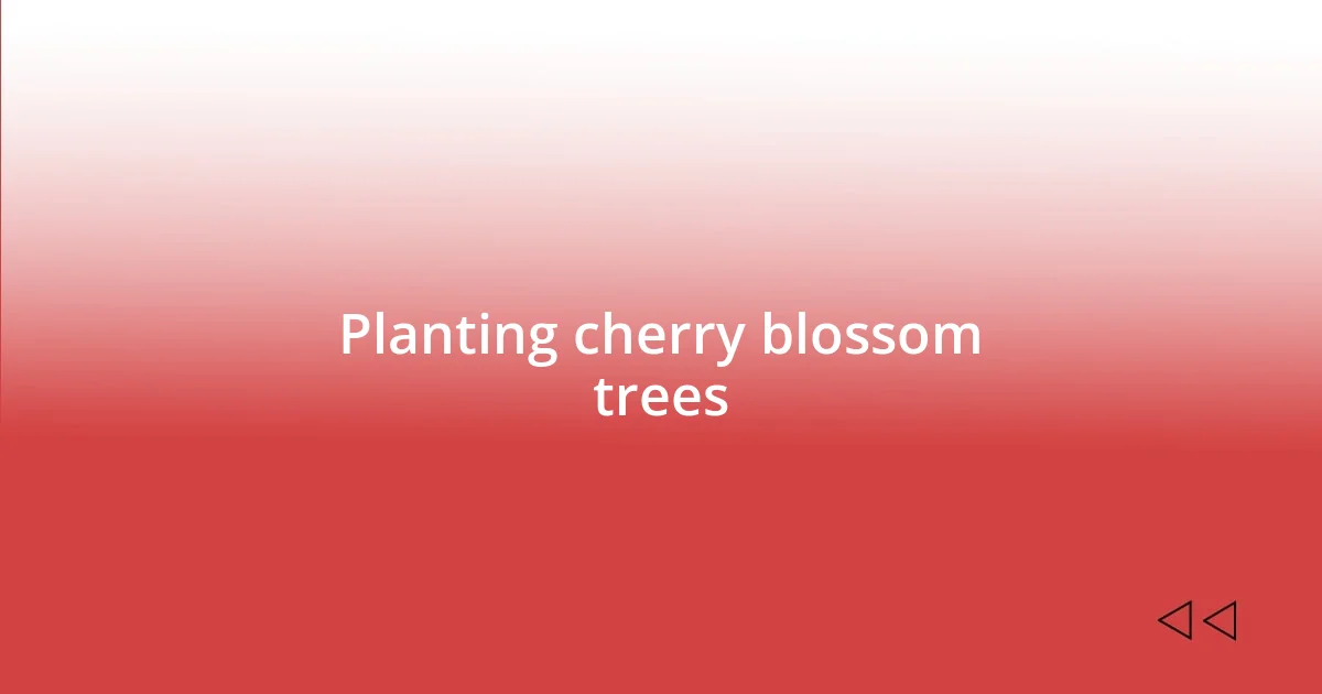 Planting cherry blossom trees