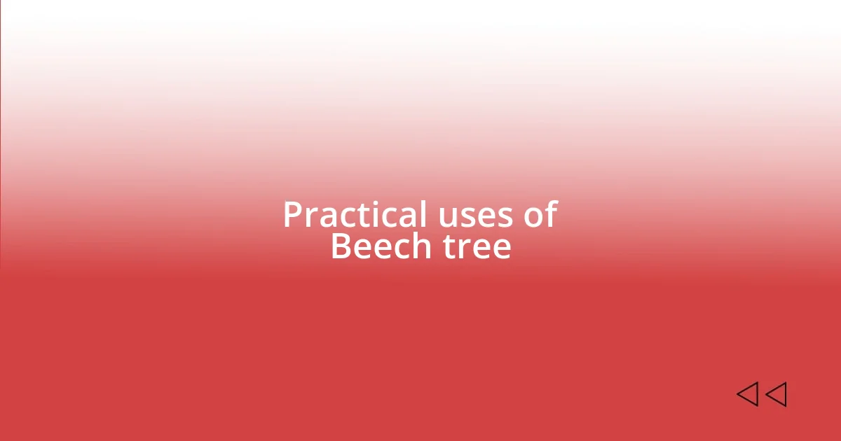 Practical uses of Beech tree