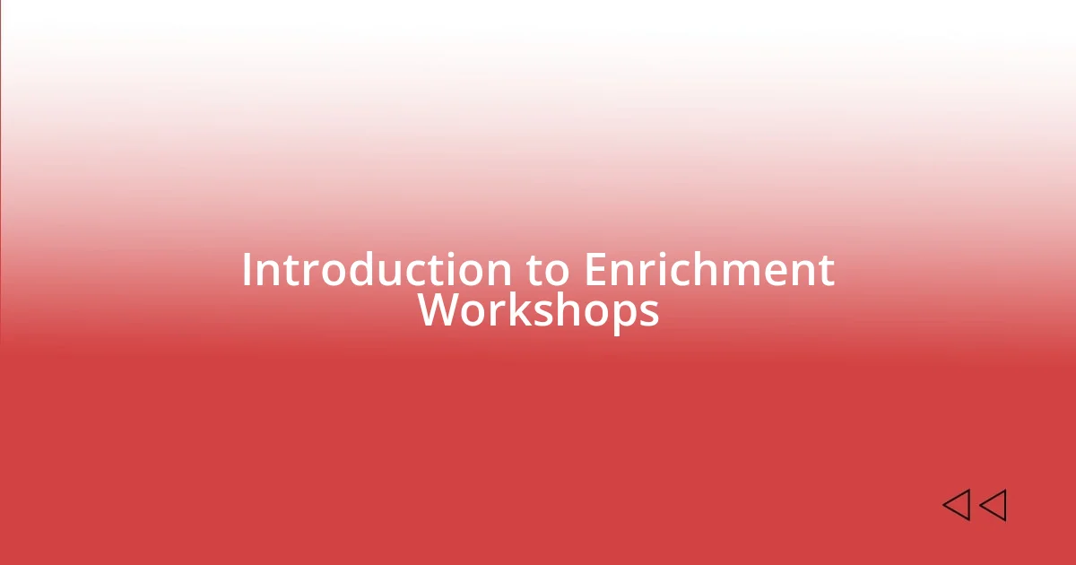 Introduction to Enrichment Workshops