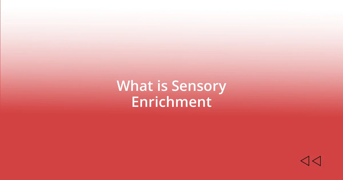 What is Sensory Enrichment