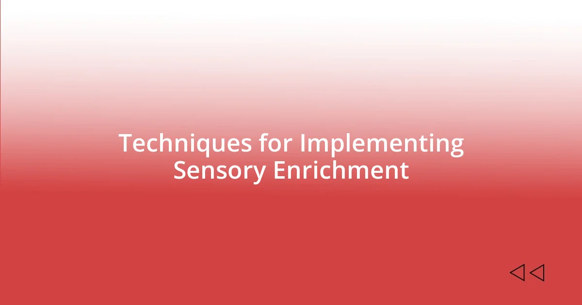 Techniques for Implementing Sensory Enrichment