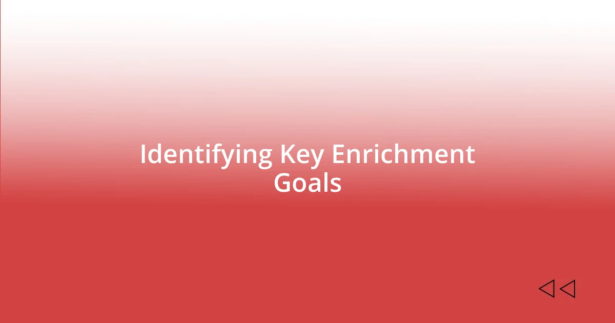 Identifying Key Enrichment Goals