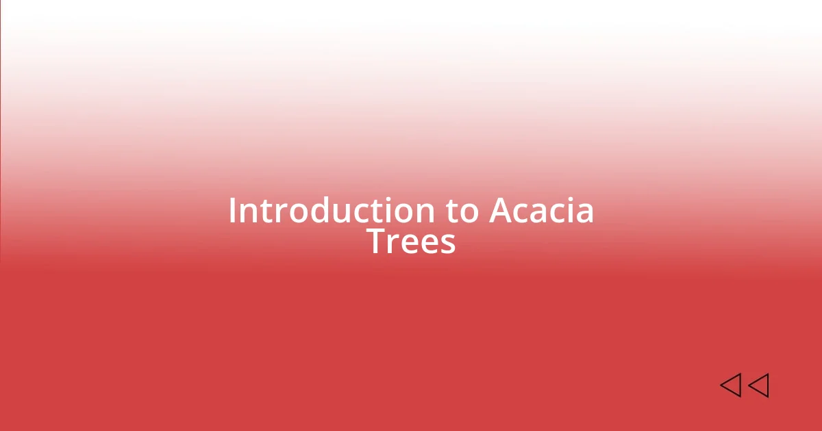 Introduction to Acacia Trees