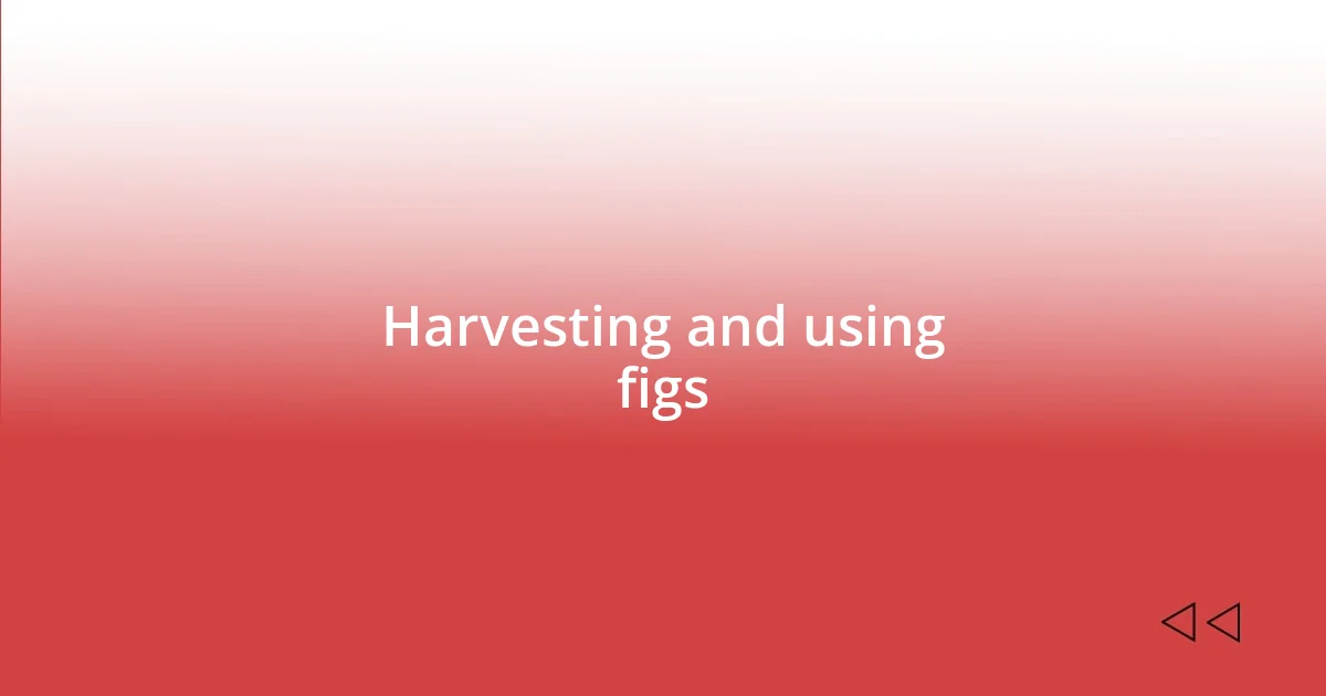 Harvesting and using figs